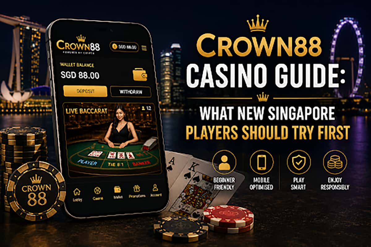 Crown88 casino guide showing beginner-friendly casino games for new Singapore players